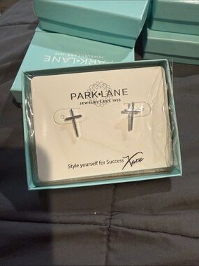 Park Lane Silver Cross Stud Earrings - Silver